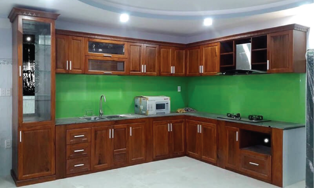Mẫu tủ bếp gỗ căm xe đẹp và cao cấp