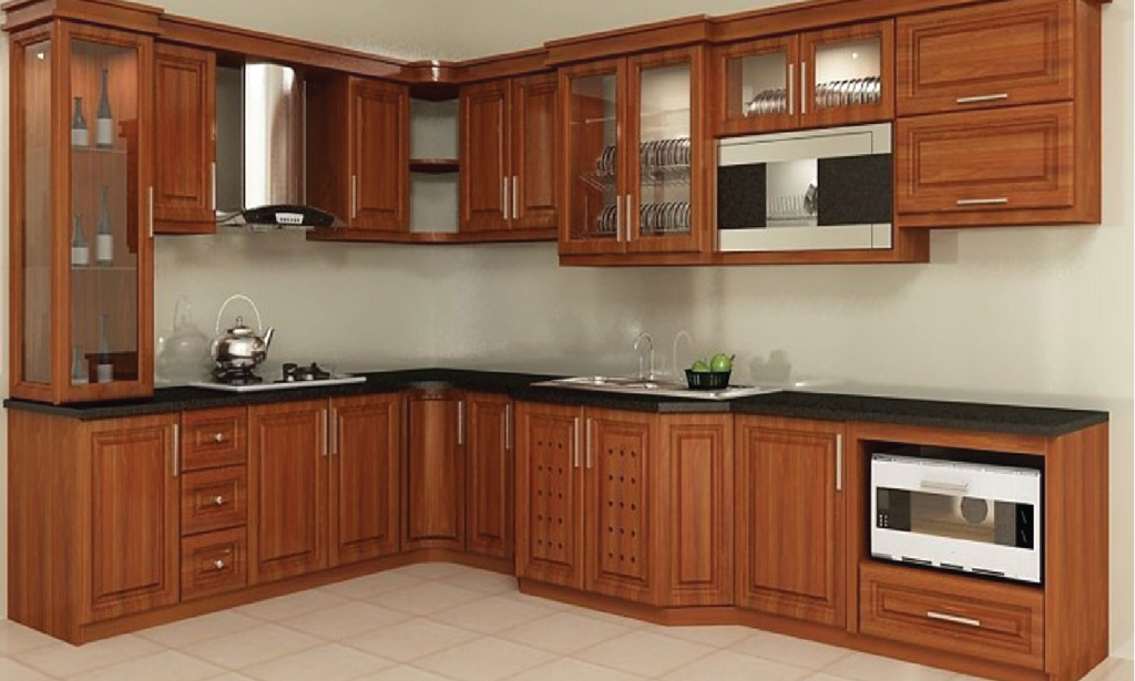Mẫu tủ bếp gỗ căm xe đẹp và cao cấp