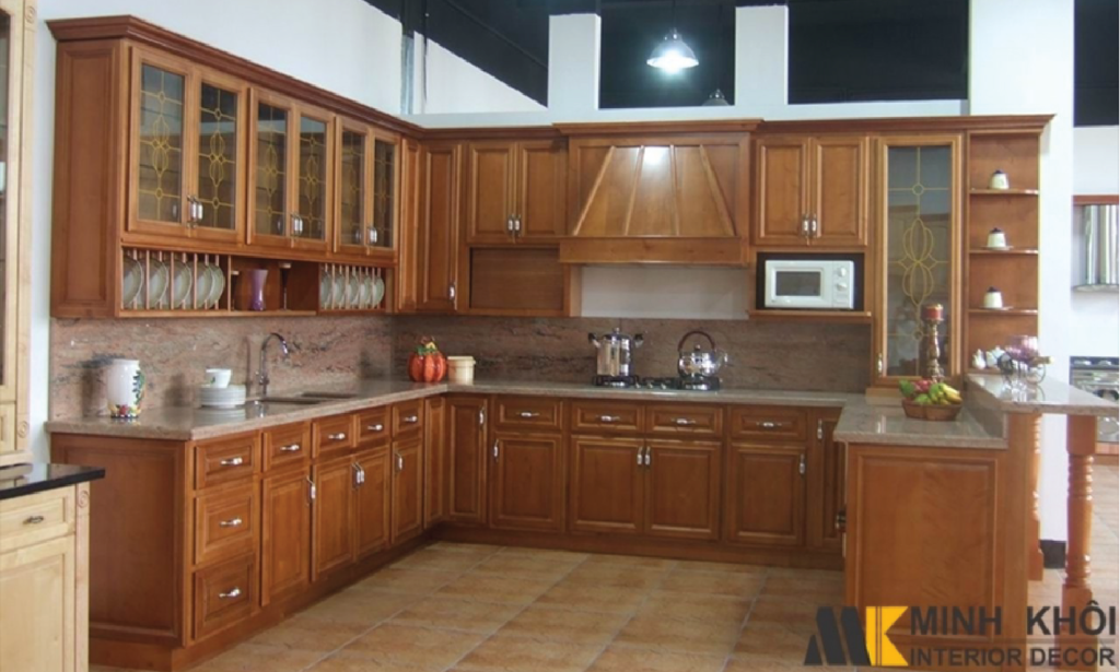 Mẫu tủ bếp gỗ căm xe đẹp và cao cấp